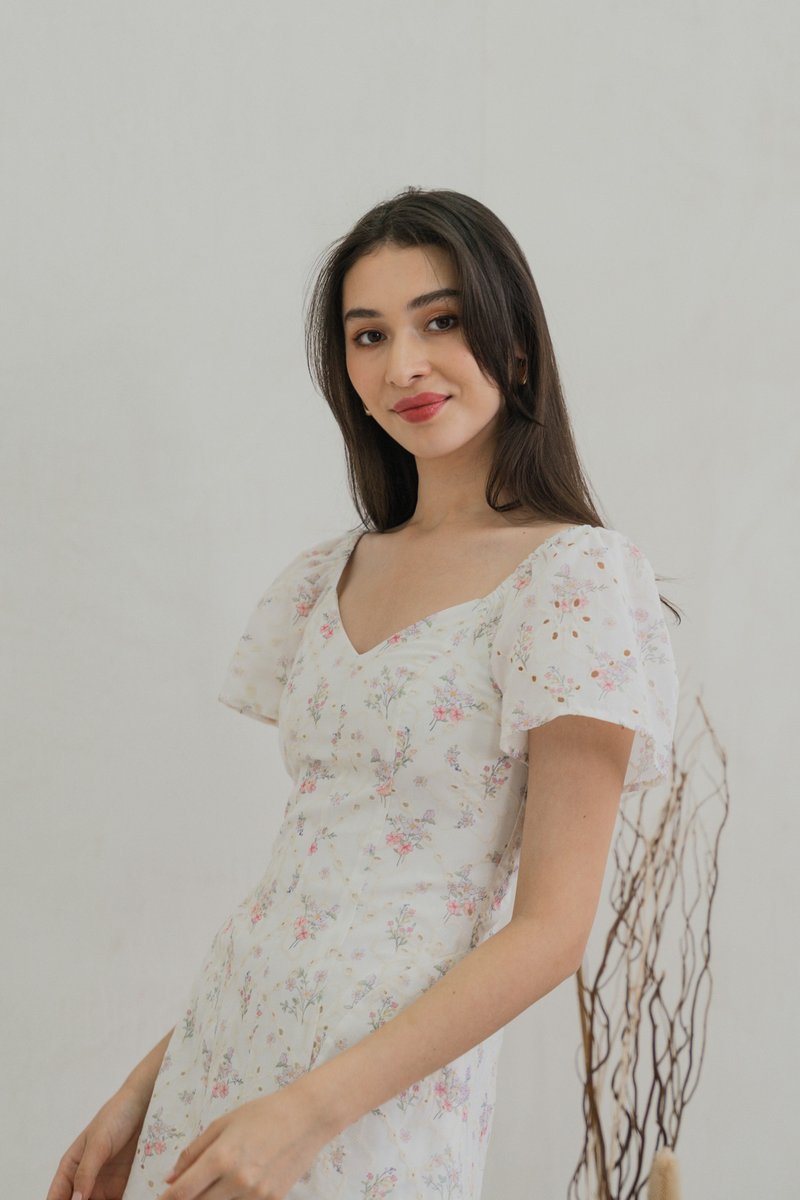 Sunbeam Floral Eyelet Midi Dress (XS)