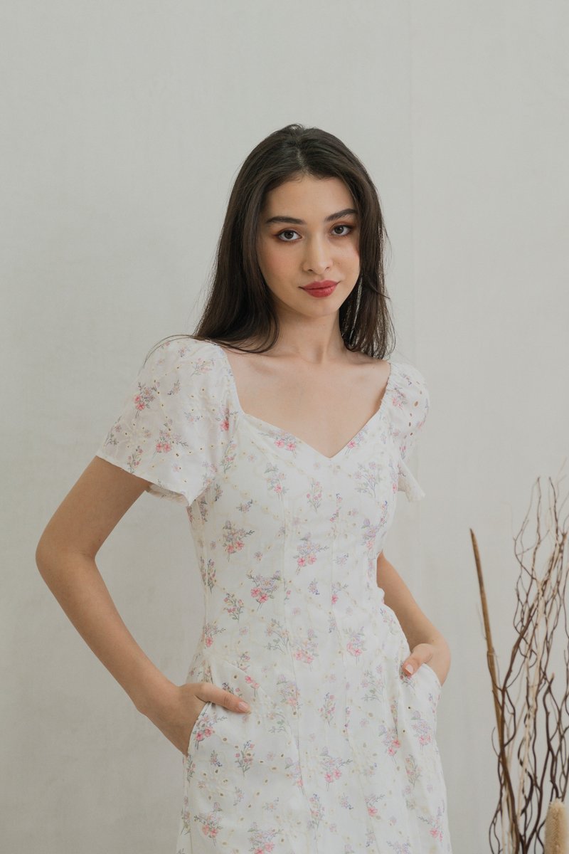 Sunbeam Floral Eyelet Midi Dress (XS)