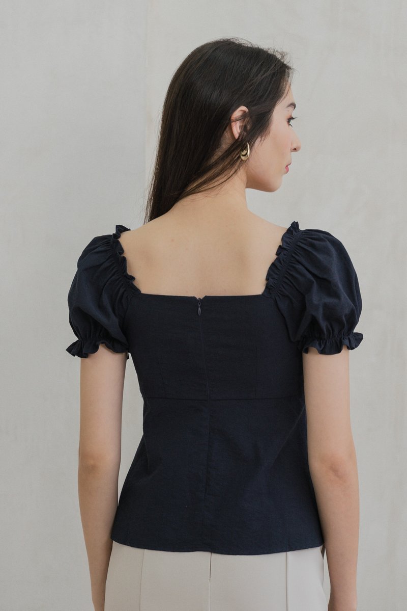 Phaedra Pintuck Ribbon Top In Navy (XS)