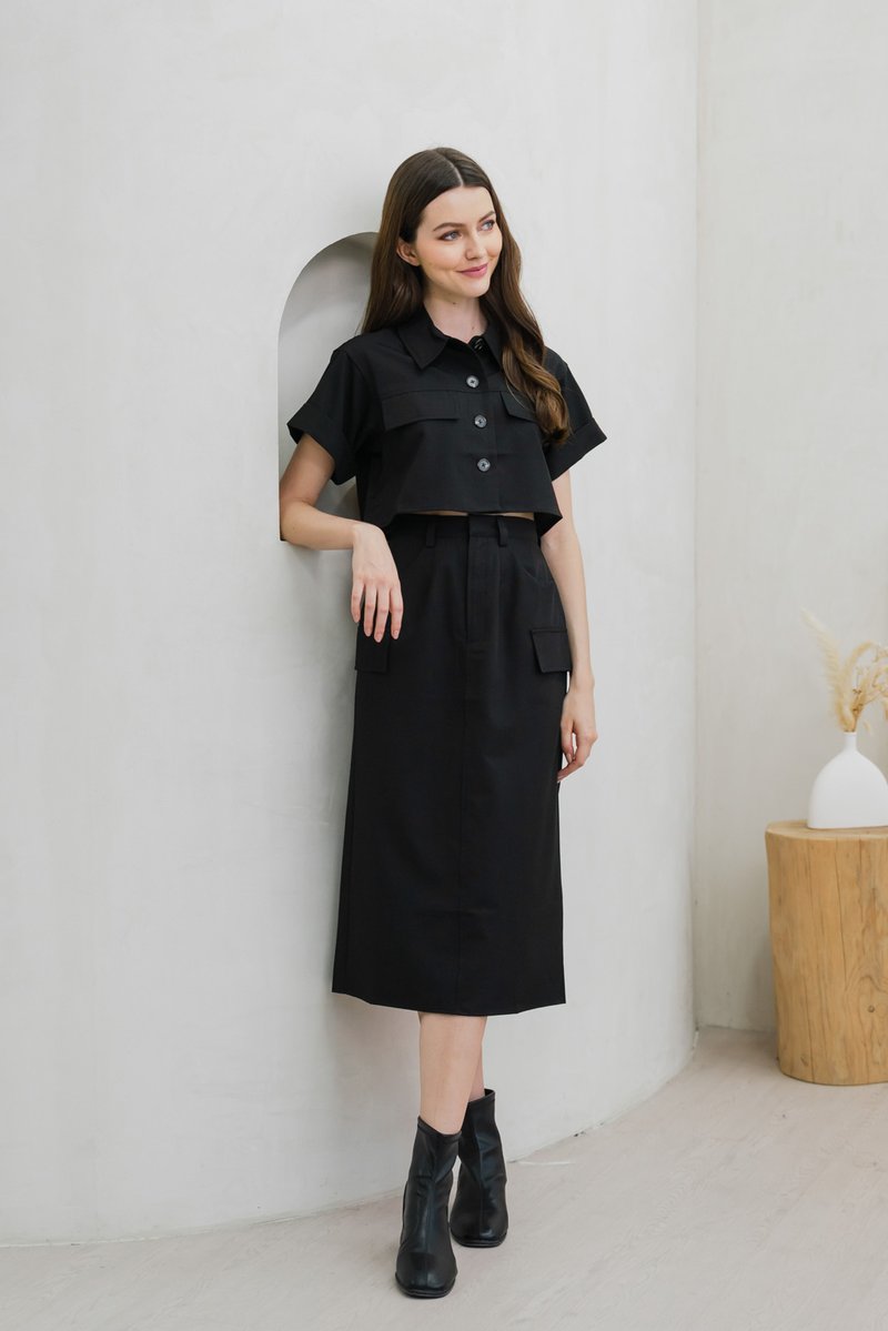 Casa Cargo Midi Skirt In Black