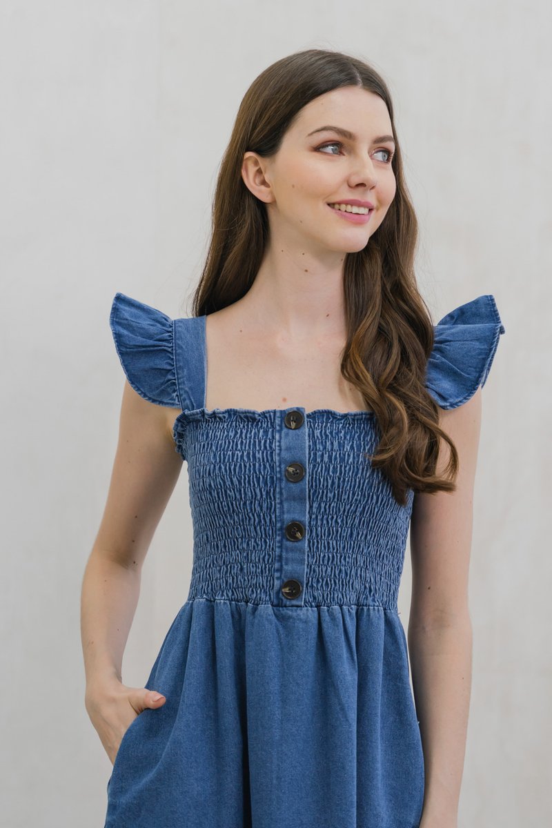 Delta Smocked Denim Dress (XL)