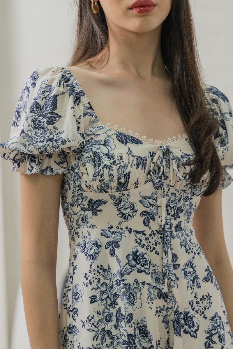 Verela Floral Ribbon Romper In Cream (XS)