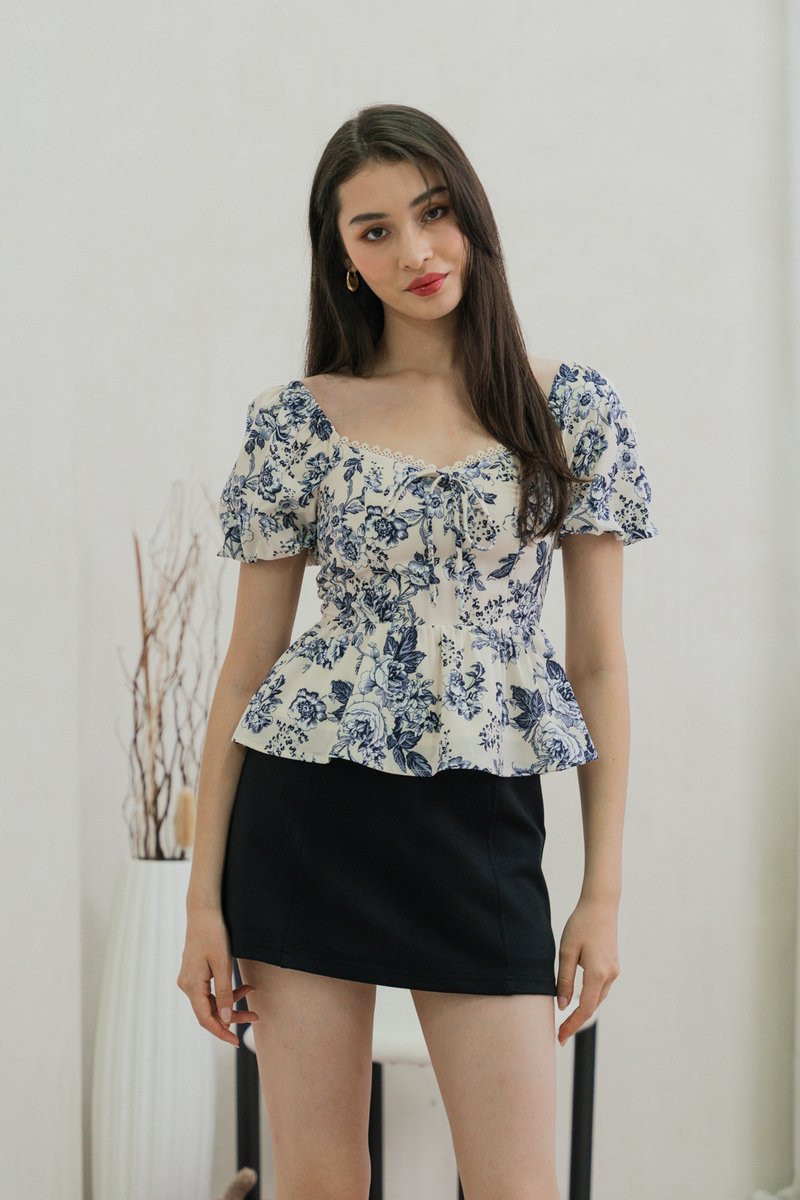 Verela Floral Ribbon Top In Cream (XS)