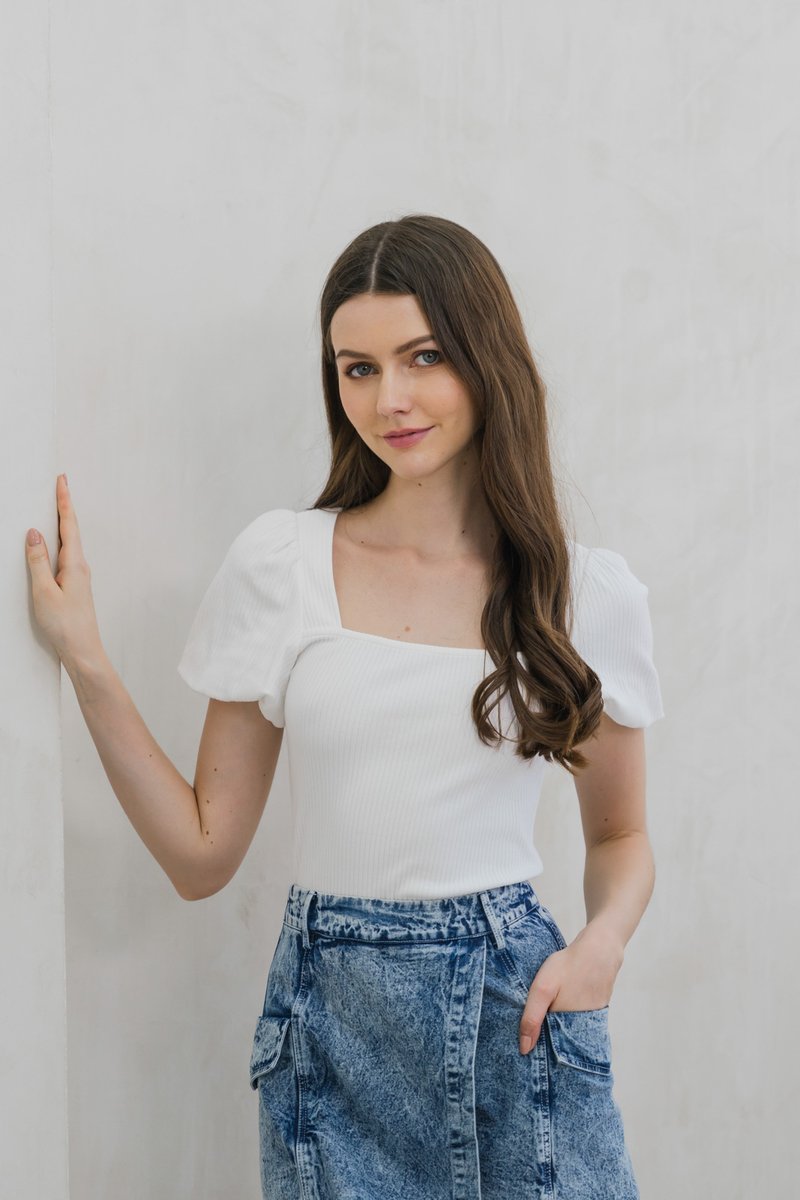 Ocean Denim Pocket Overlap Skort In Acid Wash (XS)