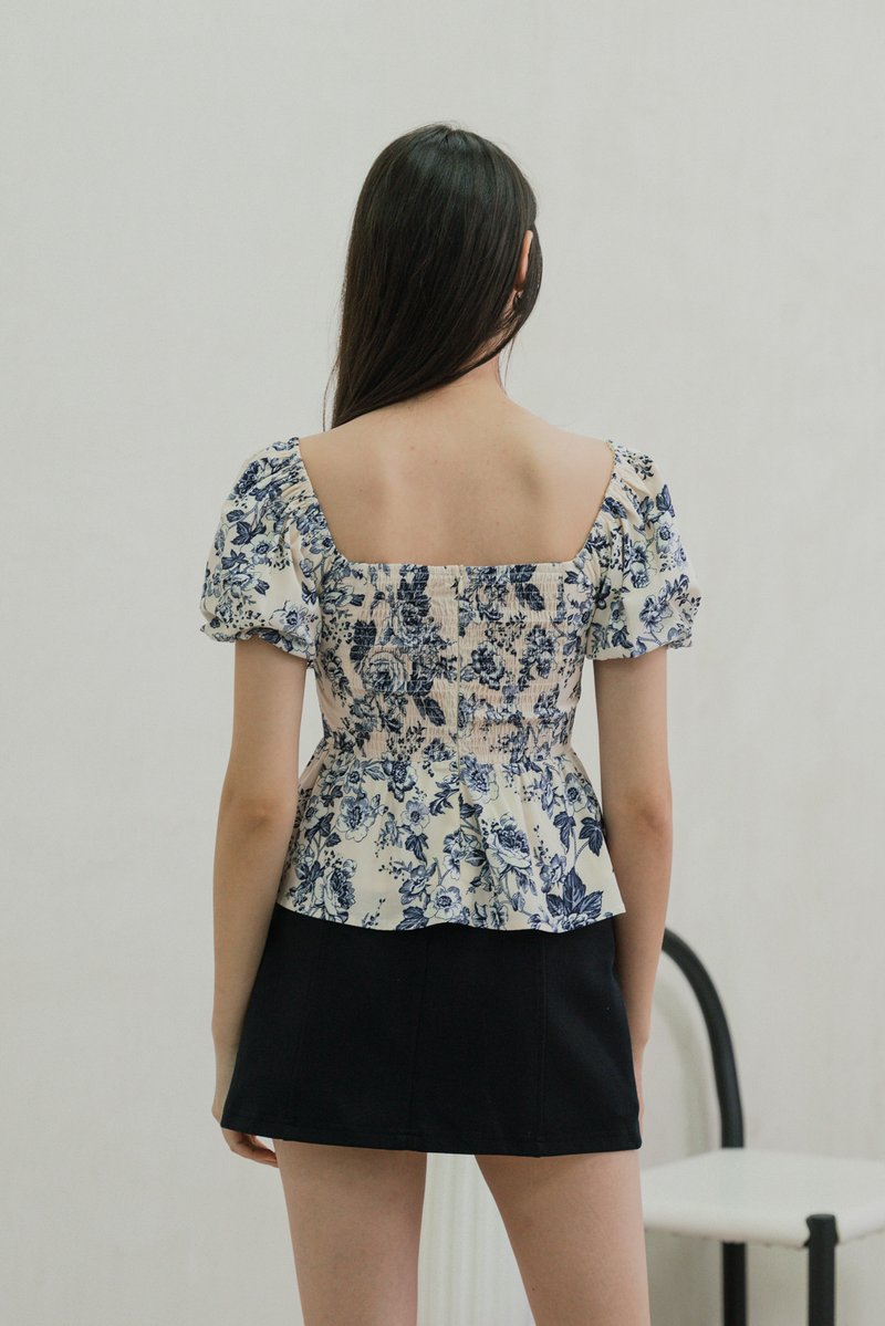 Verela Floral Ribbon Top In Cream (XS)