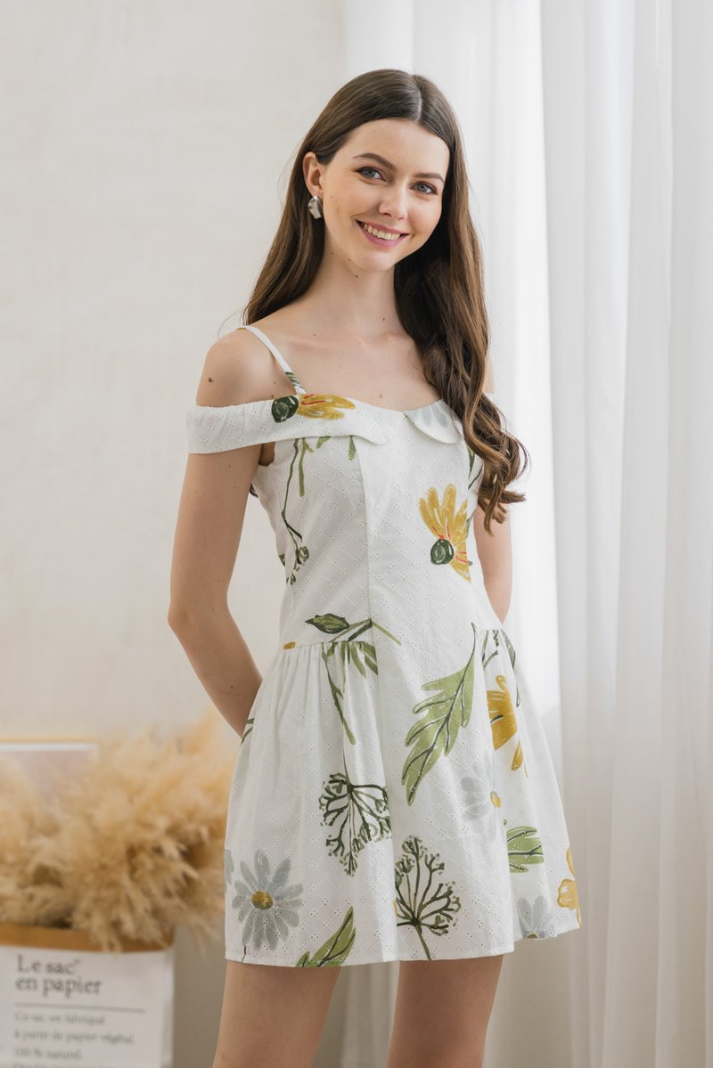 Karla Eyelet Cold Shoulder Dress Romper
