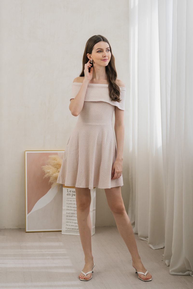 Violeta Off Shoulder Knitted Dress In Pink