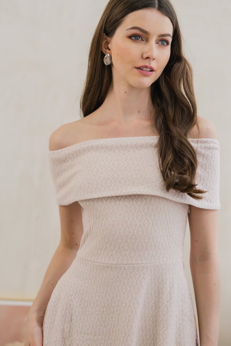Violeta Off Shoulder Knitted Dress In Pink