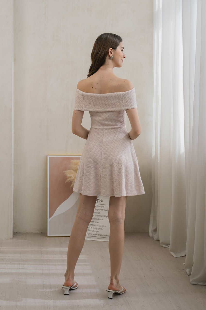 Violeta Off Shoulder Knitted Dress In Pink