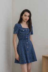 Beatrix Denim Panelled Dress (XS)