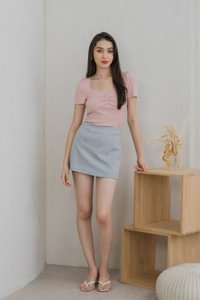 Robin Ribbed Sweetheart Top In Pink