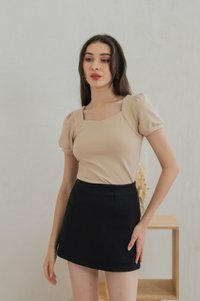 Katnis Cotton Puff Sleeves Top In Cream