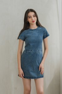 Patience Denim Front Pocket Dress (XS)