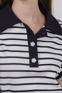 Fable Striped Floral Button Shirt In White