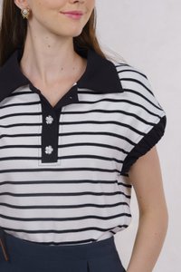 Fable Striped Floral Button Shirt In White