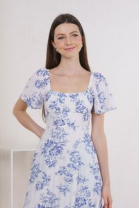 Malsha Floral Ruched Midi Dress (XS)