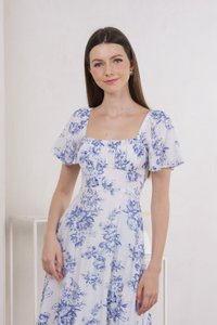 Malsha Floral Ruched Midi Dress (XS)