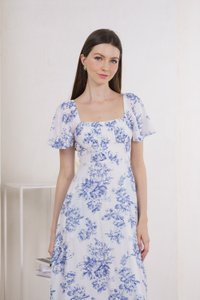 Malsha Floral Ruched Midi Dress (XS)