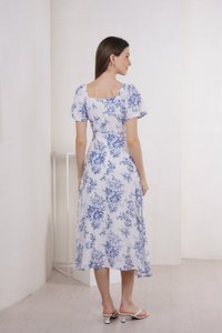 Malsha Floral Ruched Midi Dress (XS)