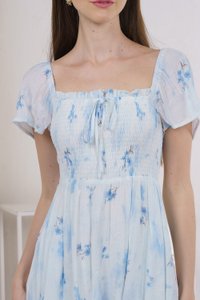 Stellar Printed Ribbon Smocked Romper (XS)