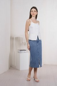 Odessa Vest Button Top In White