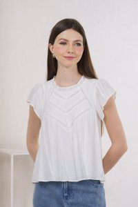 Cova Textured Crochet Top In White (XS)