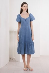 Delight Denim Sweetheart Midi Dress (XS)