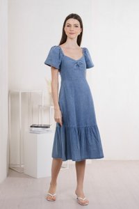 Delight Denim Sweetheart Midi Dress (XS)