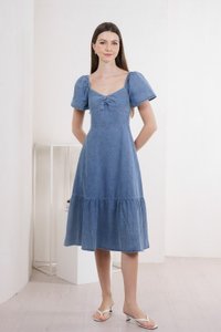 Delight Denim Sweetheart Midi Dress (XS)