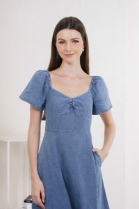 Delight Denim Sweetheart Midi Dress (XS)