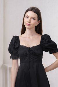 Prism Pleated Crochet Midi Dress In Black