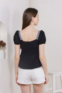 Estonia Ribbonette Babydoll Top In Black (XS)
