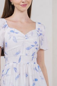 Oasis Smocked Waist Sweetheart Dress In Blue (XS)