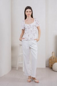 Oasis Printed Ribbon Sweetheart Top In Grey (XS)