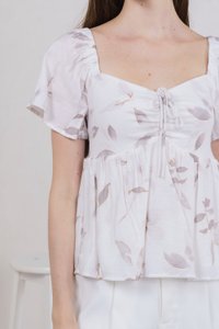 Oasis Printed Ribbon Sweetheart Top In Grey (XS)