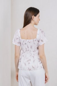 Oasis Printed Ribbon Sweetheart Top In Grey (XS)