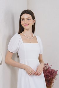 Melody Tiered Midi Dress In White