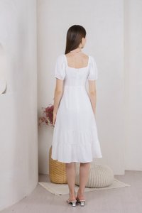 Melody Tiered Midi Dress In White