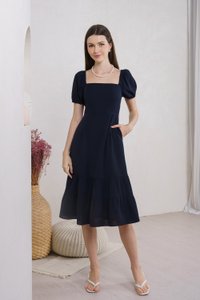 Melody Tiered Midi Dress In Navy