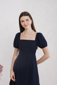 Melody Tiered Midi Dress In Navy