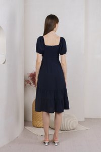 Melody Tiered Midi Dress In Navy