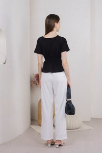 Wanda Faux Wrap Ruched Top In Black (XS)