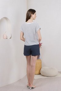 Courtney Striped Cotton Tee In White