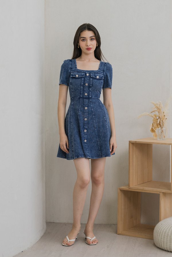 Beatrix Denim Panelled Dress (XS)