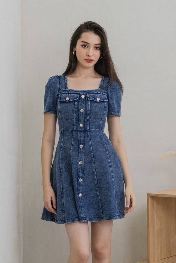 Beatrix Denim Panelled Dress (XS)