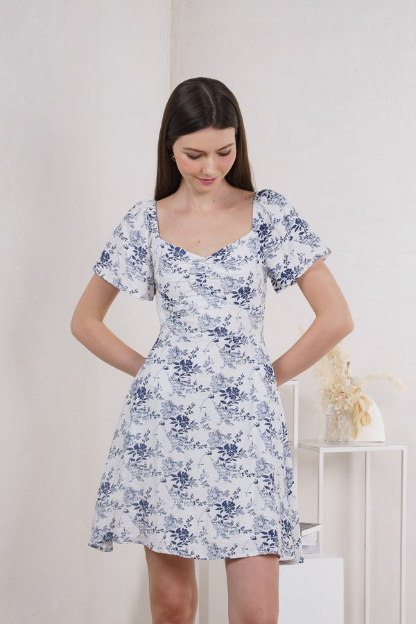 Roslin Floral Sweetheart Dress In Navy (XS)