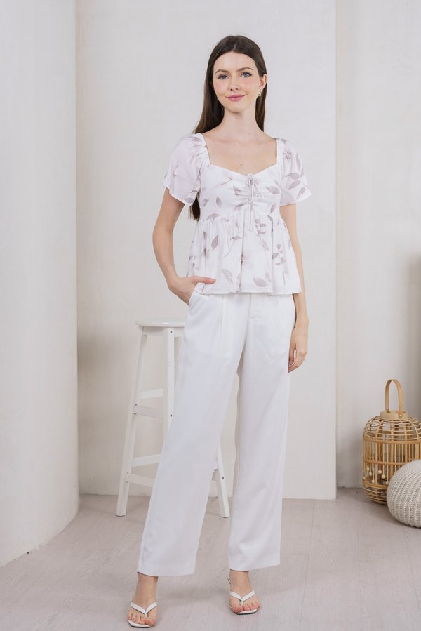 Oasis Printed Ribbon Sweetheart Top In Grey (XS)