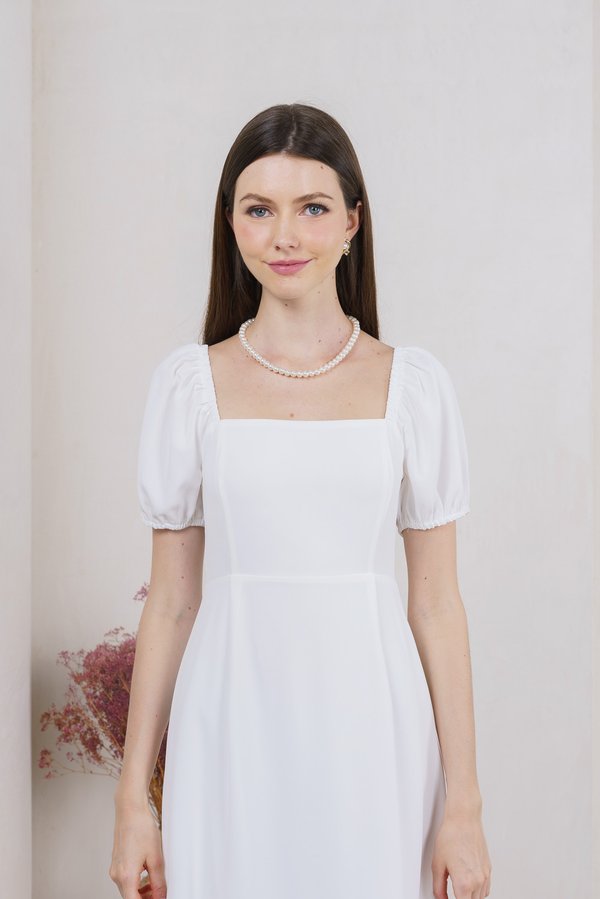 Melody Tiered Midi Dress In White