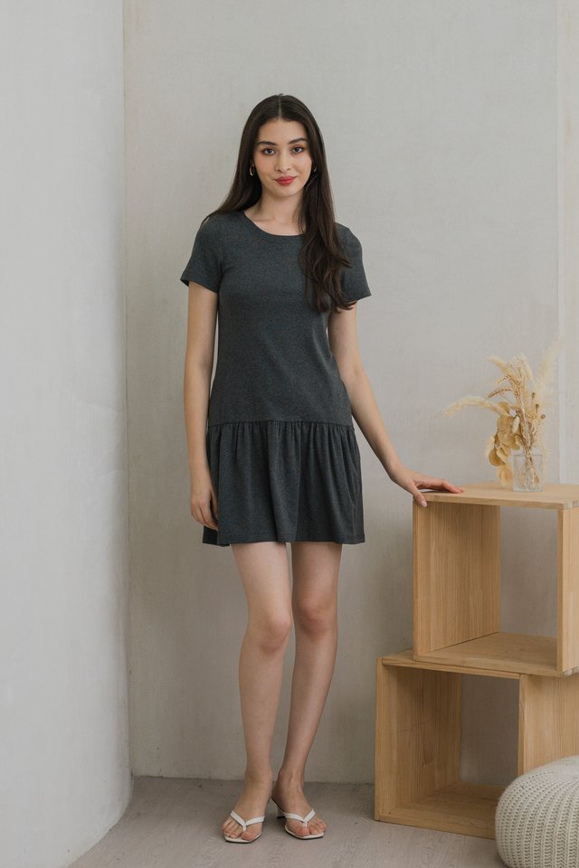 Navillera Cotton Dropwaist Dress In Grey
