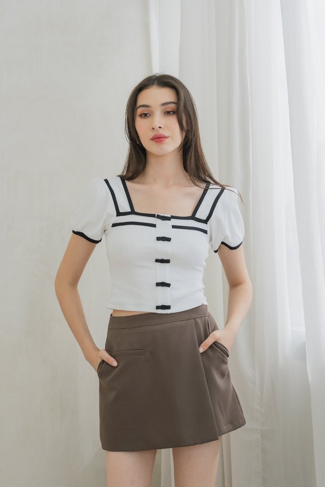 Cozy Coquette Ribbed Crop Top In White